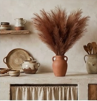 Large Artificial Pampas Grass (20/40 Pack) | Faux Reed Stems for Minimalist Home Decor & Wedding Floral Arrangements | Silk Boho Dried Flower Alternative