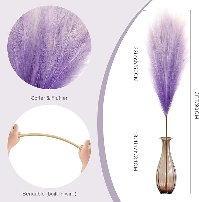 Feather feel Artificial Pampass Grass - Gradient 3ft,21inch for pet friendly home decoration