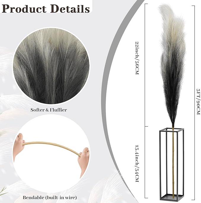 Feather feel Artificial Pampass Grass - Gradient 3ft,21inch for pet friendly home decoration