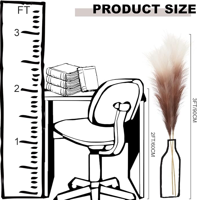 Feather feel Artificial Pampass Grass - Gradient 3ft,21inch for pet friendly home decoration