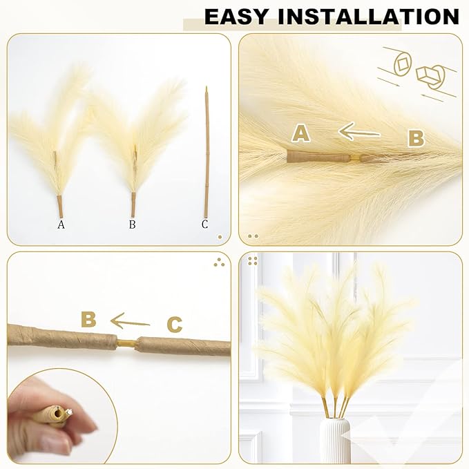 Feather feel Artificial Pampass Grass - Gradient 3ft,21inch for pet friendly home decoration