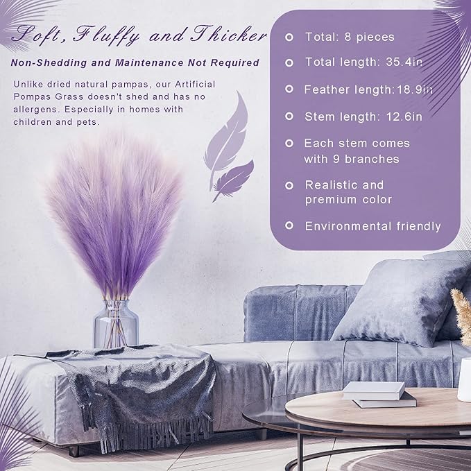 Feather feel Artificial Pampass Grass - Gradient 3ft,21inch for pet friendly home decoration